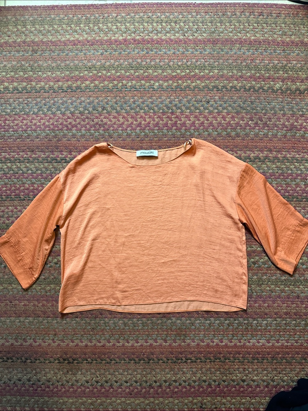 MOUTAKI GREEK ORANGE SHERBERT 3/4 SLEEVE BLOUSE